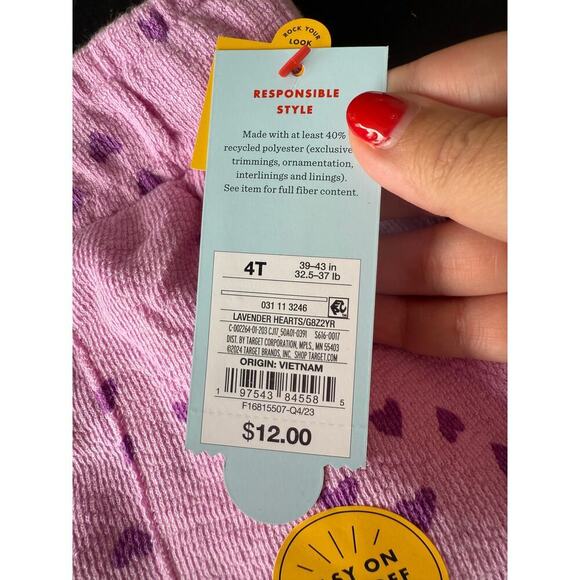 Cat & Jack Girls Pink Lavender Hearts Pajama Pants Size 4T - Picture 4 of 5